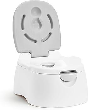 Munchkin 3-in-1 Multistage Potty Seat | Training Seat, Potty and Removable Safety Step Stool for Toddlers, Kids and Babies | Grey