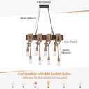 KEESFU Farmhouse Light Fixtures Rustic Chandelier，8-Light Kitchen Island Light Height Adjustable，Hemp Rope Pendant Light for Kitchen Dining Room Bar.