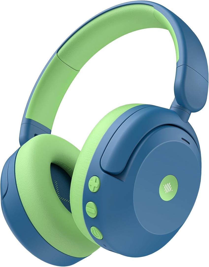 iClever BTH20 Active Noise Cancelling Headphones for Kids, 60H Play Time,Type C Fast Charging, Safe Volume 80dBA, Bluetooth5.4, AwardWinning Kids Headphones Wireless for iPad Tablet Airplane, Blue