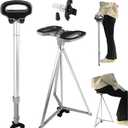 Walking Cane with Seat for Men & Women,Portable Cane Seat with Carry Bag,Lightweight Anti-Slip Walking Stick for Seniors & Adults,Foldable Adjustable Cane Chair for Travel Hiking (silver)