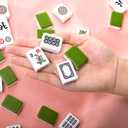 Cedilis Chinese Mahjong Set- 146 Small Melamine Tiles(1.18", Green) with Portable Travel Handbag, Playing Mat and 2 Dice for Family Gathering