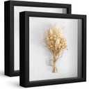 Califortree 2 Packs 8x8 Shadow Box Frame with Soft Linen Back - Metal Push Pins Included, Memory Box Display Cases for Memorabilia Flower Awards Medals Wedding Photos, Black