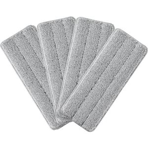 BOSHENG Flat Mop Pads, Reusable Mop Cleaning Refills, Microfiber Pads for BOSHENG Flat Mop or Mop Bucket System, Pack of 4 Washable 13-Inch Mop Heads - Grey