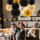 Black-Gold Graduation Party-Decorations - 33pcs Kits Banner, Streamers Tassel Garland,Tissue Pom Poms Honeycomb, Paper Lantern Fans,Wedding New Year Birthday Baby Shower Decor Hugtmr