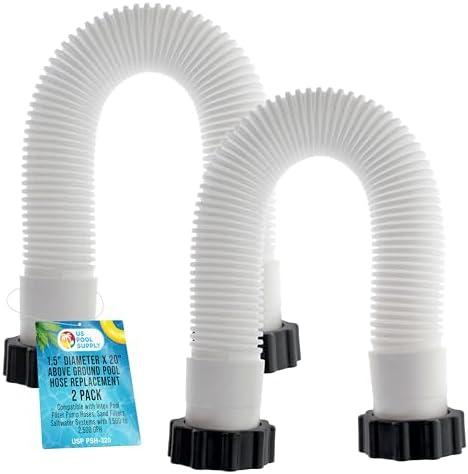 U.S. Pool Supply Above Ground Pool Hose Replacement 1.5" Diameter x 20" Long, Pack of 2 - Compatible with Intex Pool Filter Pump Hoses, Sand Filters, Saltwater Systems with 1,500 to 2,500 GPH
