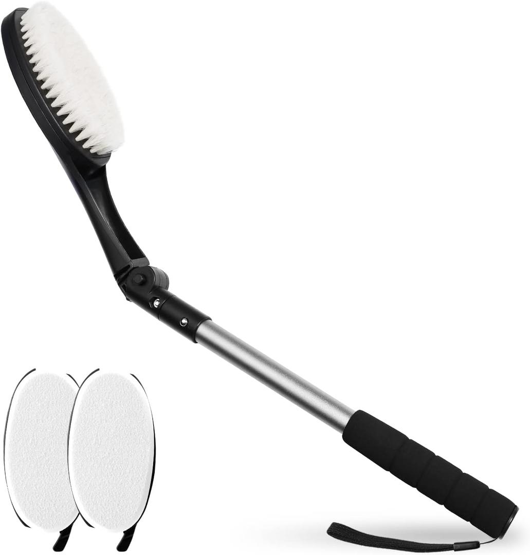 EASACE Body Brush for Back, Lotion Applicator, Long Handle Bath Brush for Showering, Adjustable Head Back Scrubber, Shower Brush with Soft Bristles for Wet or Dry