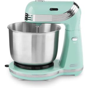 Dash Stand Mixer (Electric Mixer for Everyday Use): 6 Speed Stand Mixer with 3 Quart Stainless Steel Mixing Bowl, Dough Hooks & Mixer Beaters for Dressings, Frosting, Meringues & More - Aqua