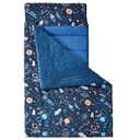 MWMWMW Space Toddler Nap Mat, Kids Sleeping Mat with Removable Pillow & Soft Minky Blanket, Kids Sleeping Bag for Daycare, Preschool & Travel (23 x 51)