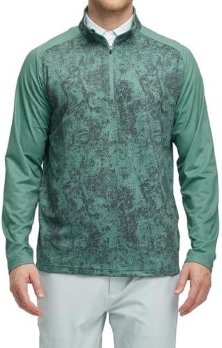 M MAELREG Quarter Zip Pullover Men Moisture Wicking Lightweight Sports Print Mock Neck Golf 1/4 Zip Pullover Mens Sweatshirt, L