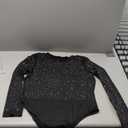 Women's Sexy Rhinestone Sheer Mesh Long Sleeves Bodysuit, L