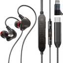 EzKV Karaoke Headset with Built-in Sound Card Wired Microphone & Headphones for Singing, Live Streaming & Recording, Plug & Play with iPhone (Lightning), USB-C & PC (Black)