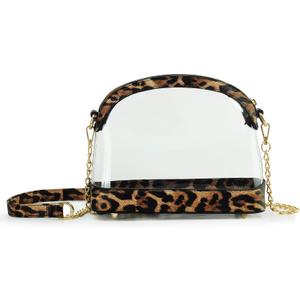 Clear Cross Body Bag with Vegan Leather Trim Stadium Approved Women Shoulder Handbag