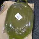 Le Creuset Enameled Cast Iron Signature Oval Dutch Oven, 8 qt., Olive with Gold Knob