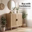 Finnhomy Sideboard Buffet Cabinet, Kitchen Storage Sideboard with Rattan Decorated Doors, Liquor Coffee Buffet, Dining Room, Hallway, Console Table, Accent Cabinet, 31.5X 15.8X 34.6 Inches, Natural, Large