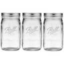 Ball Wide Mouth Glass Mason Jars with Lids and Bands, Used for Canning, Pickling, Juice, Jam, Jelly, Quart Size 32 Ounce (Pack of 3)