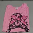 I Wear Pink for My Sister Messy Bun Breast Cancer Support T-Shirt (Pink, XXL)