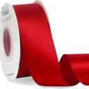 Ribbli Red Double Faced Satin Ribbon,1-1/2 x Continuous 25 Yards,Use for Bows Bouquet,Christmas Gift Wrapping,Floral Arrangement