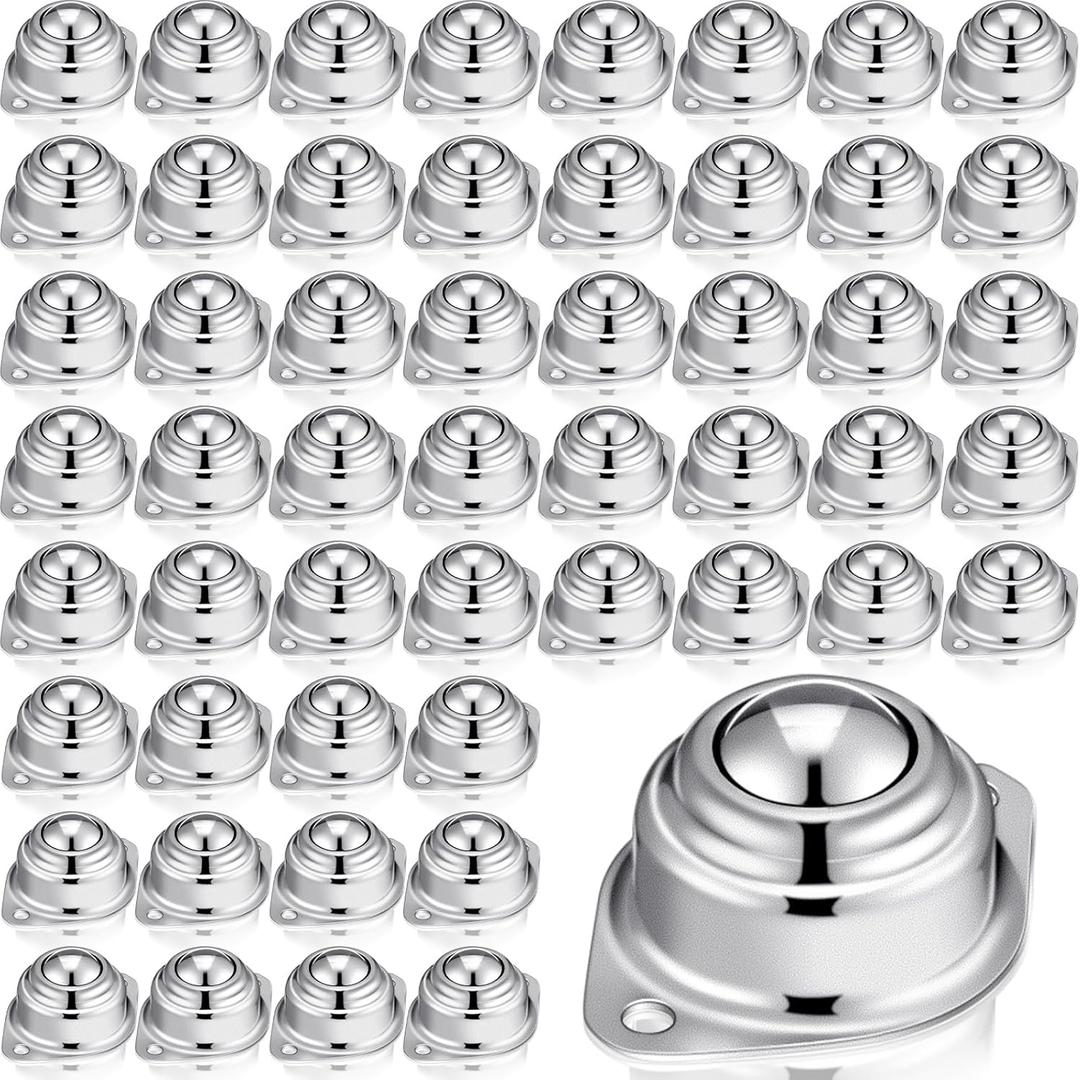 Gisafai 60 Pcs Roller Ball Transfer Bearing Carbon Steel Round Ball Transfer Unit Universal Casters for Conveyor Roller Stand Transmission System Furniture (1")