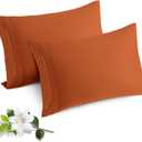 Horbaunal 2 Pack Microfiber Pillowcases King Size Burnt Orange Bed Pillow Cases with Envelope Closure, 1800 Thread Count Soft & Shrinkage Resistant Pillow Covers, 20 x 40 Inches