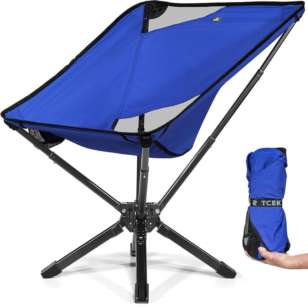Adjustable Portable Camping Chair RiseLite Lightweight Compact Folding Chair for Adults, Collapsible Camp Chairs That Folds Up Small, Easy Carry for Travel, Outdoor, Sports, Backpacking, Hiking (25.2"D x 24.6"W x 31.3"H, Blue-low)