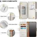 Antsturdy Compatible with Google Pixel 8 Wallet Case with Card Holder Women Men Phone Case RFID Blocking PU Leather Kickstand Flip Protective Cover Wrist Strap Zipper Credit Card Slots,Beige