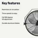 Amazon Basics 18" Indoor Wall-Mounted Industrial Fan with Three Speeds, High CFM, Heavy-Duty Metal Blades, Tilt Head, for Commercial Use, Warehouse, Basement, Black