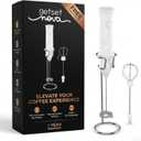 Milk Frother for Coffee, Rechargeable Electric Handheld Frother Wand with Dual Whisk, 3 Speed Settings, Fast Recharge, Powerful Motor, Handheld Mixer Electric with Stand