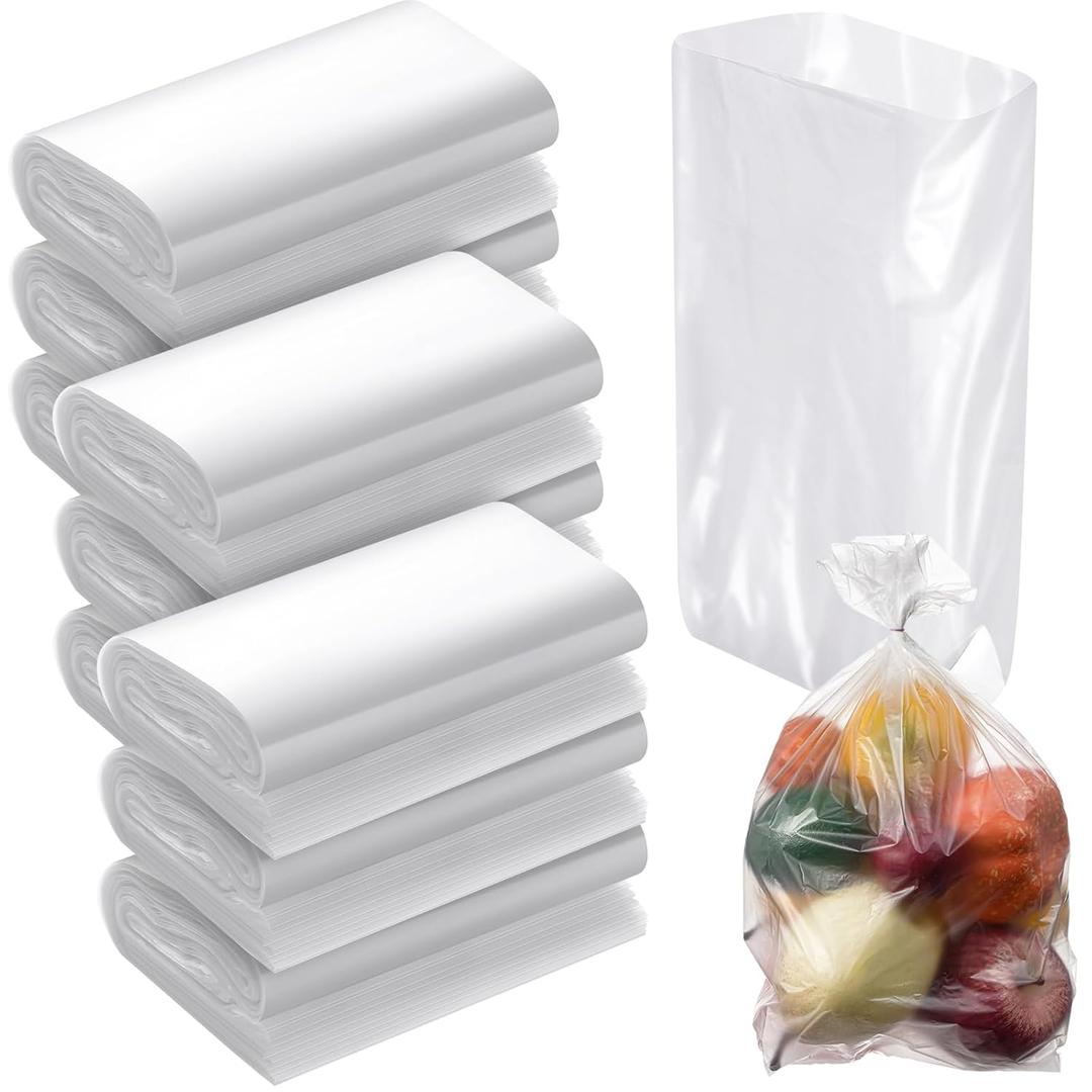 1000 Pcs Food and Utility Poly Bag 6 x 3 x 15 Inches Plastic Produce Bag for Bread and Groceries Gusseted Bags, 0.80 Mil, Clear