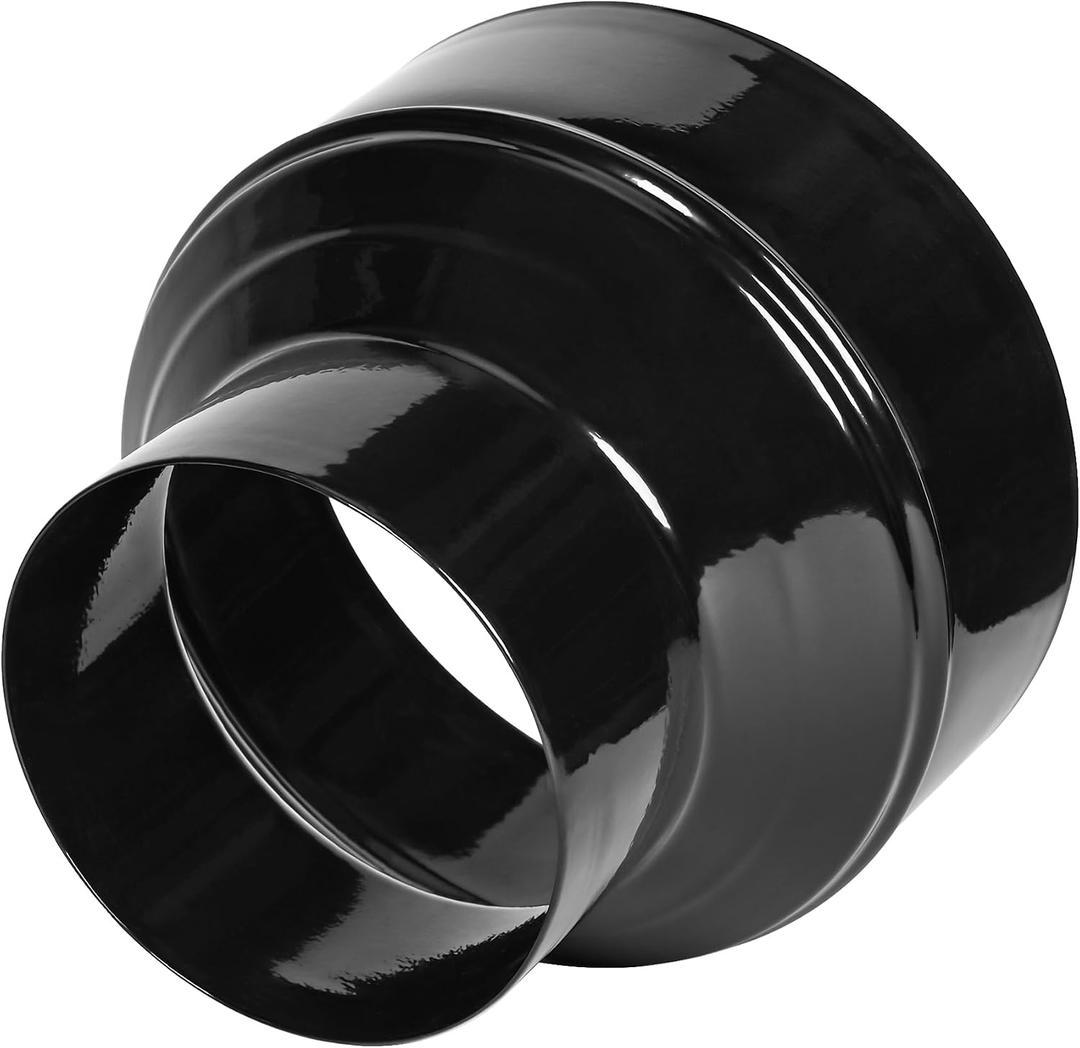 Duct Reducter 6 to 4 Air Ducting Reducer Increaser Air Duct Adapter or Round Metal Pipe Reducer for Bathroom Kitchen Ventilation Systems - Black