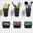 6 Sets Pegboard Bins with Hooks - Pegboard Organizer for Accessories, Tools, Storage - Office, Workshop, Garage - Black