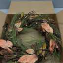 26 Inch Fall Wreath for Front Door Pip Berry Pinecone Autumn Wreath with Pine Needle and Magnolia Leaves, Large Grapevine Wreaths for Fall Door Decor Farmhouse Wall Window Home Decoration (Pinecone Wih Dark Leaf)
