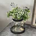 Farmhouse Lantern Vase Vintage Glass Flower Vases with Plants Babysbreath Lights Rustic Floral Arrangement Centerpieces Home Decor Hostess Housewarming Gift（Black）