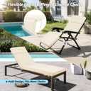 2 Pcs Outdoor Chaise Lounge Cushion 72" x 21" x 3", 4-Section Folding Patio Lounge Chair Cushion with Ties, Waterproof & Fade Resistant Replacement Cushion for Pool, Patio, Deck (Beige, 2 Pcs)