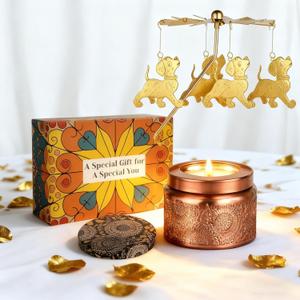 Birthday Gifts for Women, Mom, Wife, Girlfriend, Sister, Her, Female Friends, Gifts for Women Birthday Unique, Mothers Day Gift, Anniversary Rotating Candles Gift for Woman (Dog)