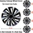 Hubcaps Wheel Covers Replacement R14 Size Hub Cap Universal-Fit Steel Wheel Rim Caps ABS Tire Cover Snap on Most Car Truck SUV Sedan -Set of 414-inchSilver-Black