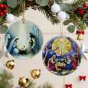 5 x Christian Gifts: Nativity Scene Ornament | Christmas Ornaments (Religious Christmas Decorations), Christian Holiday Decor, Holy Family Ornament, Religious Gifts, Baptism Gift & Xmas Gift