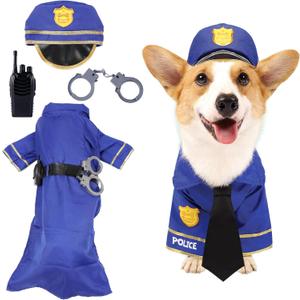Spooktacular Creations Halloween Dog Pet Police Costume Shirt with Belt, Handcuffs, Walkie Talkie for Halloween Dress-up Party, Role Play, Carnival Cosplay, Holiday Decorations Clothes (X-Large)