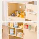 ROBOTIME Play Kitchen Toy Fridge - Wooden Toy Refrigerator with Accessories, Pretend Play Kitchen Set for Kids & Toddlers, Freezer with Play Food for Ages 3+ (Creamy Rustic Style), 4.33 x 16.9 x 25.7 inches