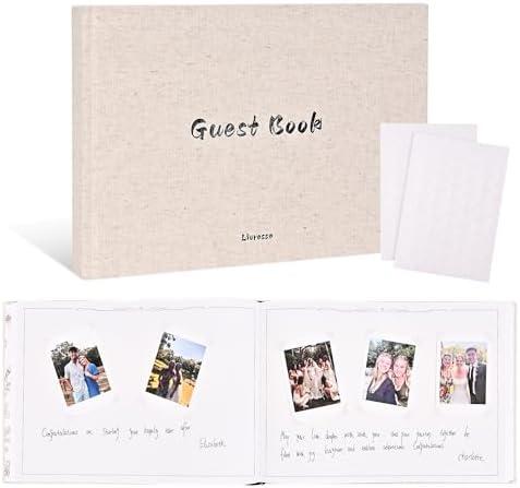 Livresse Wedding Guest Book – Cloth Hardcover Guest Book for Wedding Reception, 160 Pages Polaroid Guestbook with Photo Corners, Elegant Blank Guest Book for Engagement Party and Wedding Theme, Pack of 2