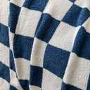 Ultra-Soft Buffalo Checkerboard Grid Fluffy Microfiber Knitted Throw Blanket Super Cozy Lightweight Checkered Bed Blanket for Sofa Couch Bed Navy 51"X63"