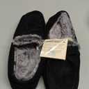 DL Men's Moccasin Slippers - Indoor & Outdoor, Suede Mens House Slippers with Memory Foam, Faux Fur Lining, Non Slip Outsole (8, Black)