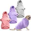 Reginary 3 Pcs Winter Fuzzy Dog Sweaters Girl Boy Dog Hoodies Puppy Hooded Sweatshirts, Warm Soft Fall Cold Comfort Pet Clothes Pet Coats for Small to Large(Grey, Pink and Purple,XL)