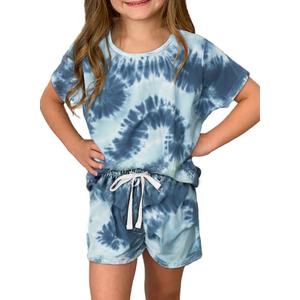 Dokotoo Girl's Summer Cute T-Shirt and Shorts Set with Side Pockets (L)