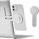 CloudValley Magnetic Phone Holder for Laptop Designed for iPhone 17/16/15/14/13/12 MagSafe, Adjustable Phone Monitor Side Mount, Slim Portable Foldable Computer Expansion Bracket, Silver (Sliver)
