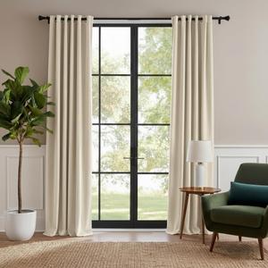 RYB HOME Beige Velvet Curtains 84 inches, Grommet Top Soft Fabric Room Darkening Thermal Insulated Luxurious Home Decor Curtains for Living Room Bedroom, W 52" x L 84", 2 Panels Set