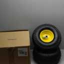 AR-PRO Exact Replacement 15" x 6.00-6" Front Tire and Wheel Assemblies Compatible with John Deere Riding Mowers 100 and D100 Series - 3" Centered Hub and 3/4" Bushings, 4Ply Pneumatic (Set of 2) (Yellow)