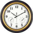 Outdoor Clock 18 Inch, Large Outdoor Clocks Waterproof Weatherproof with Thermometer & Hygrometer Combo, Easy-to-Read Outside Wall Clock for Patio, Garden, Poolside, Backyard, Seniors & Families