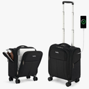 16 Inch Underseat Carry On Luggage with Wheels Softside Small Suitcases Personal Item Bag with Pocket Travel Luggage for Men Women Business Overnight Bag (Black)