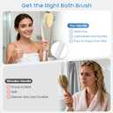 3-in-1 Flexible Up-Down Back Scrubber for Shower for Men & Women, 3 Detachable Back Brush Heads (Silicone/Sponge/Bristle), Ergonomic Long Handle Body Scrubber for Body Cleaning & Exfoliation (White)