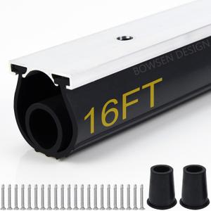 BOWSEN Heavy-Duty U+O Ring Universal Garage Door Bottom Seals Weatherstrip Weather Stripping Rubber with Aluminum Track Retainer Kit, Black (16 FT, 1-1/4" Width)